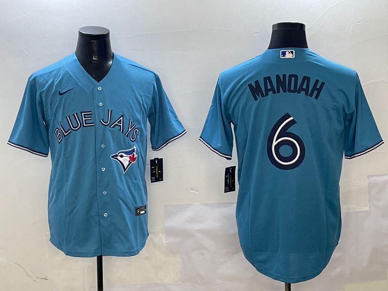 Men Toronto Blue Jays #6 Manoah Light Blue White Game 2025 Nike MLB Jersey style 1
